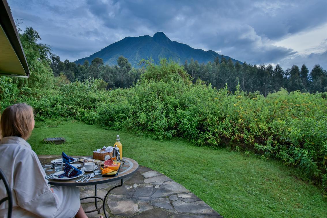 Sabyinyo Sillverback Lodge tea on terrace