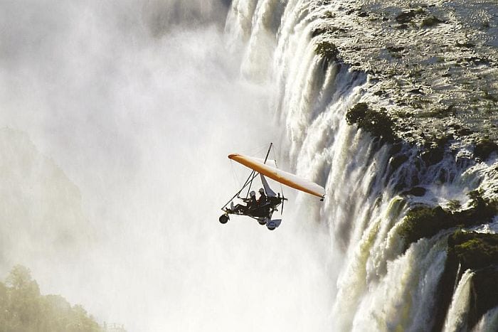 Microlighting over Victoria Falls on Zambian side