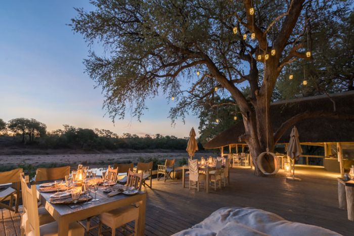 Simbavati River Lodge outside dining area