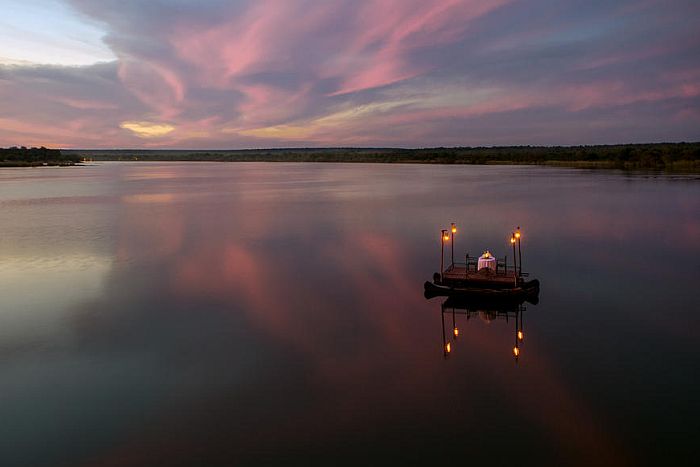 Sampan in the Zambezi river