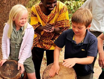 family Adventure safaris - drumming at Victoria Falls