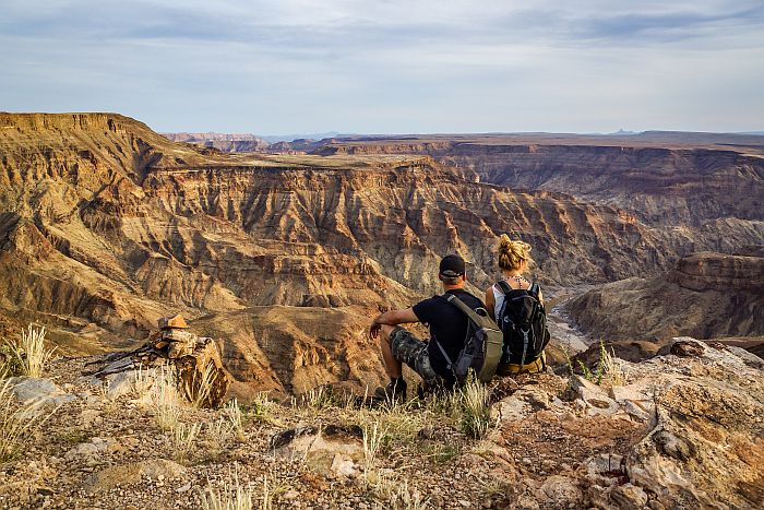 Hikers in Fish River Canyon, Southern Namibia
