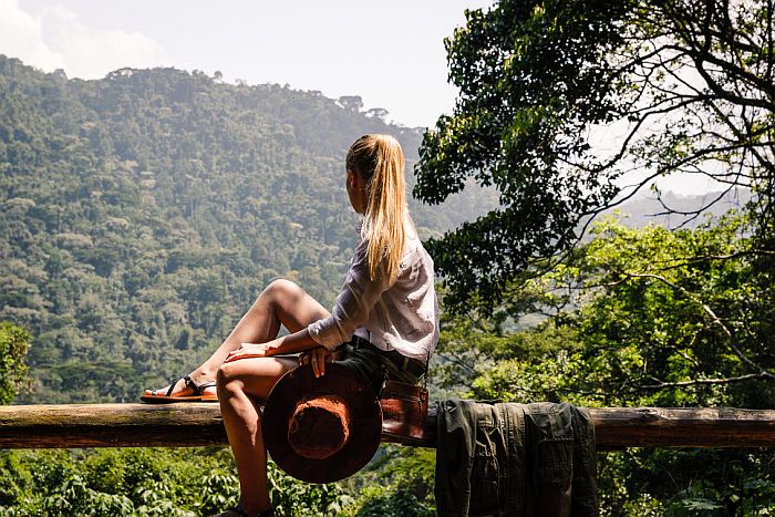 Resting on a gorilla trekking safari in Uganda