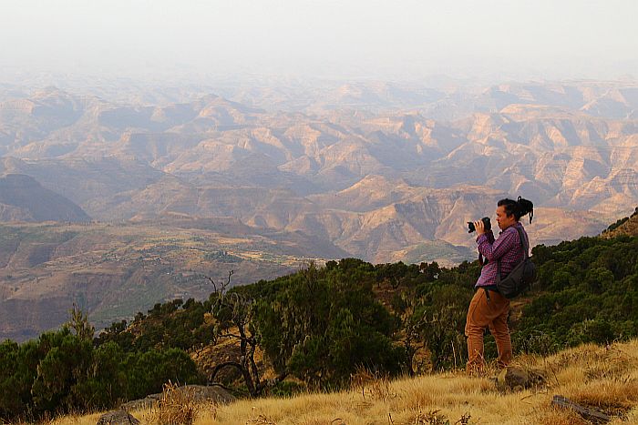 Alex taking photos in Simien Mountains