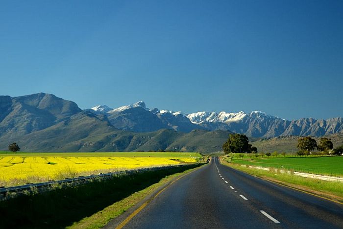 Tulbagh with winter snow on the mountains