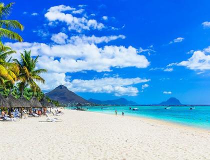 Indian Ocean beaches - Flic Flac beach on west coast of Mauritius