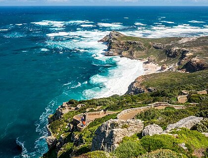 A dramatic view of cape of good hope at the Cape Peninsula, Cape Point National Park, Cape Town, Western Cape, South Africa, Africa