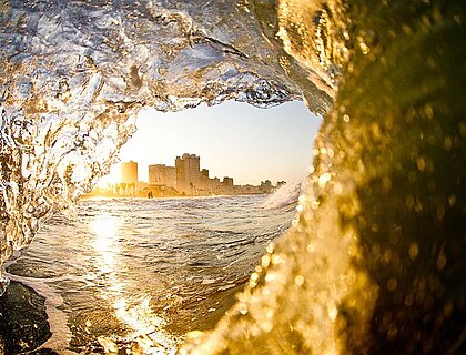 Durban coast line through a wave