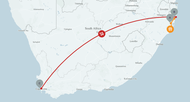 Bush, Beach & Cape Town Family Breakaway map