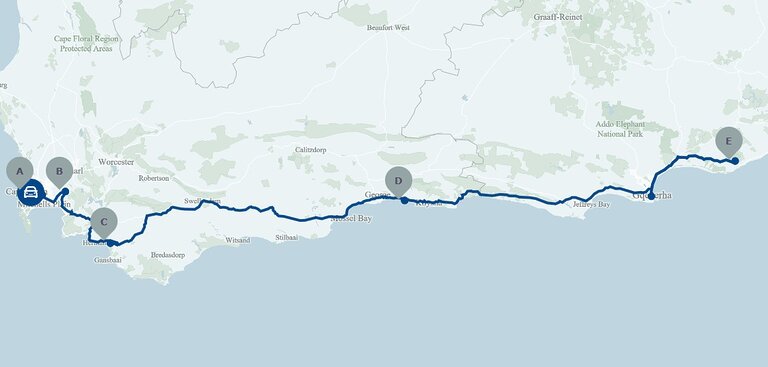 Mellow Cape Self-drive Safari map