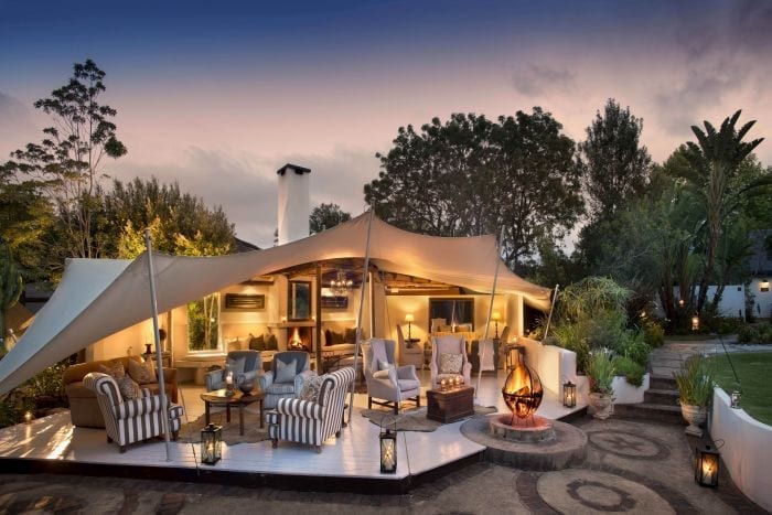 Romantic Country Lodges in the Cape - Hunter's Country House -- Boma Area in Evening