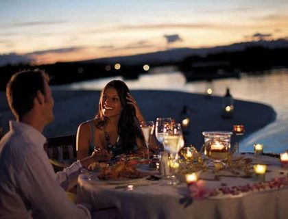 Indian Ocean island honeymoon, dining at Le Prince Maurice