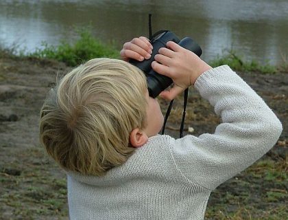Family safaris for younger kids - my own son Mark with binos