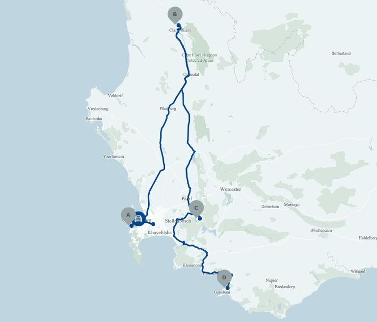 Faces of the Cape Self-drive map
