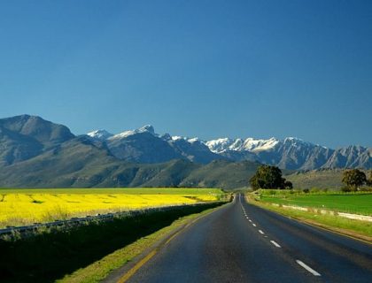 Tulbagh with winter snow on the mountains