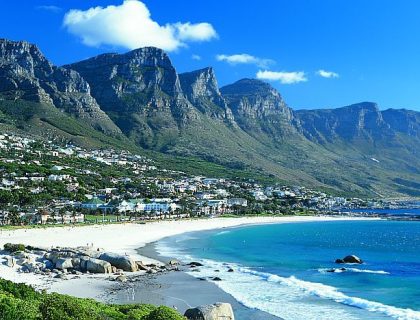 Camps Bay with Twelve Apostles mountain range