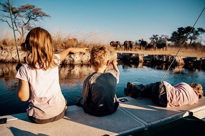 Family safaris in Namibia - on boat cruise safari on Kwando river, Caprivi strip