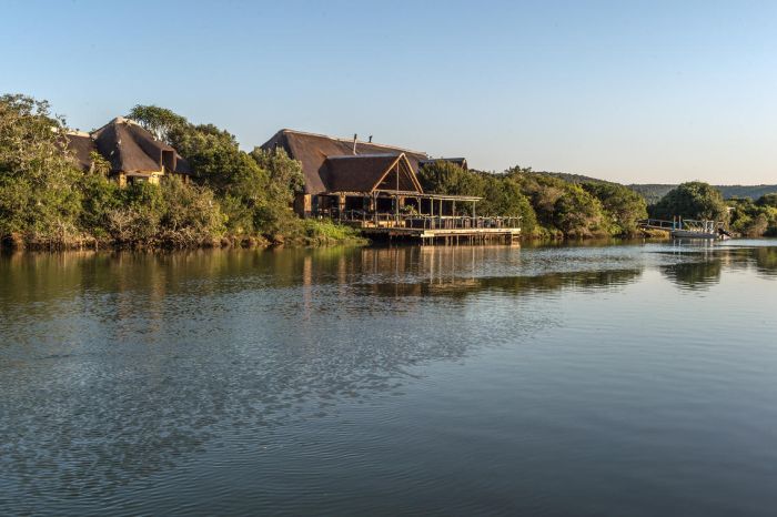 Exterior view from the river of Kariega River Lodge - courtesy of Kariega River Lodge 