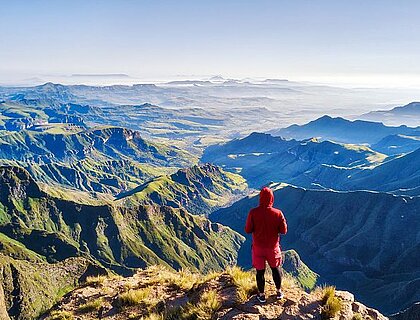 Man standing at top of Drakensberg Amphitheatre