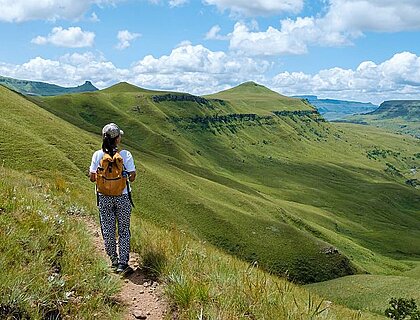 Drakensberg Mountains walking on a trail