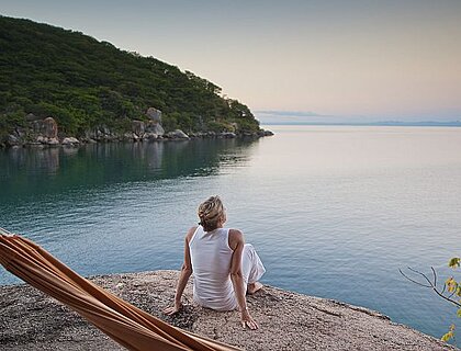 Lake Malawi holiday - lady at Mumbo island camp