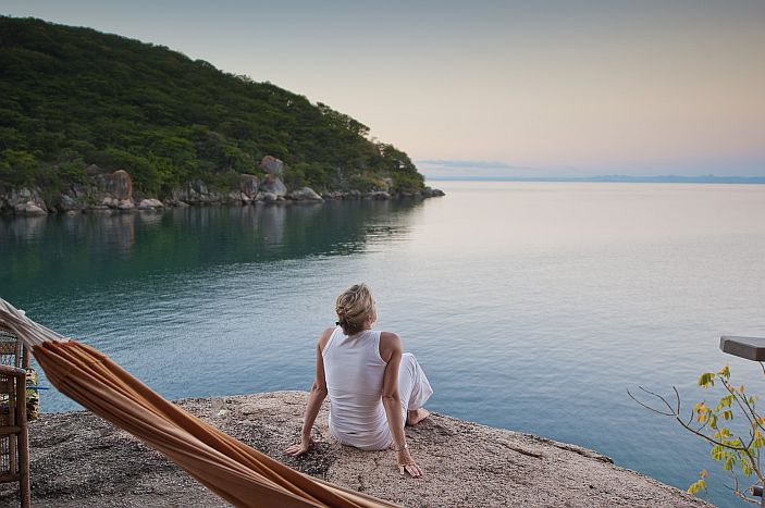 Lake Malawi holiday - lady at Mumbo island camp